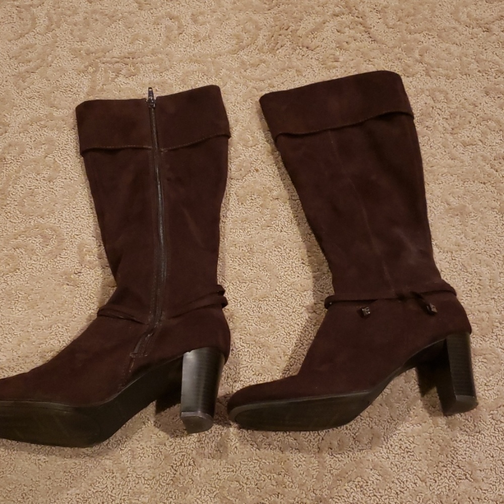 Brown suede dress boots